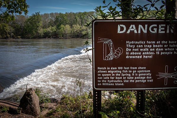Low-head dam in Richmond, VA